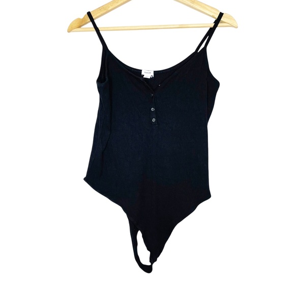 Garage Tops - Black Cami Bodysuit With Front Snaps